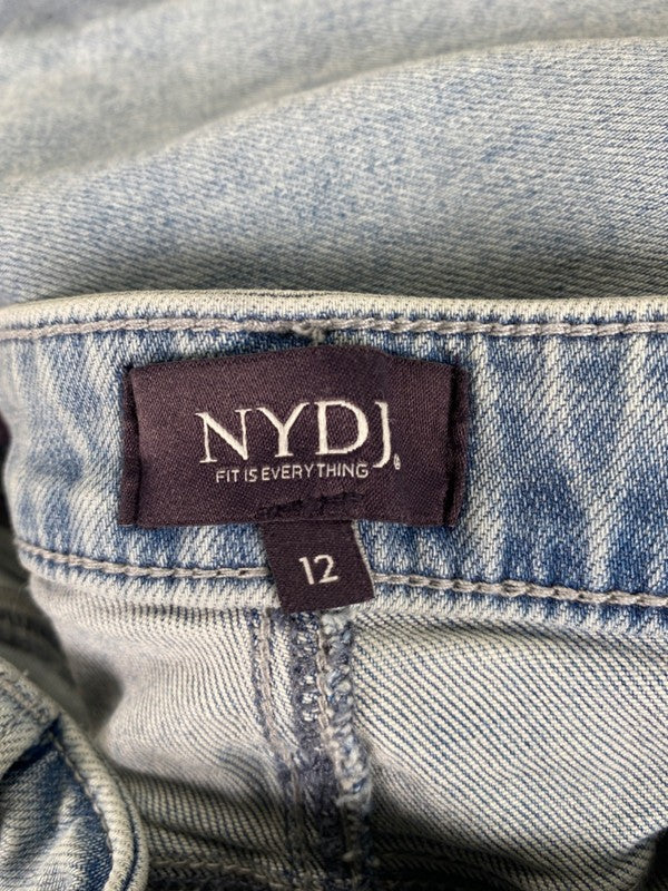 NYDJ Women's Light Wash Distressed Teresa Wide Leg Jeans - 12 image 3