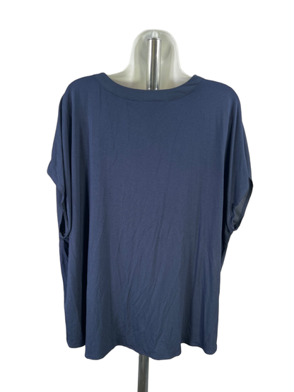 Banana Republic Women's Navy Blue V Neck Short Cap Sleeve Blouse - XXL image 2