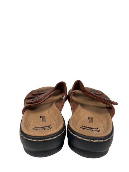 Clarks Collection Women's Brown Double Strap Slip On Sandals - 9 image 4