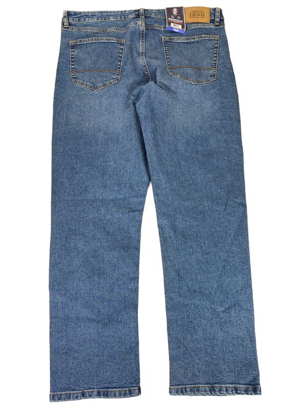 Izod Men's Light Wash Straight Fit Comfort Stretch Denim Jeans - 36x30 image 2