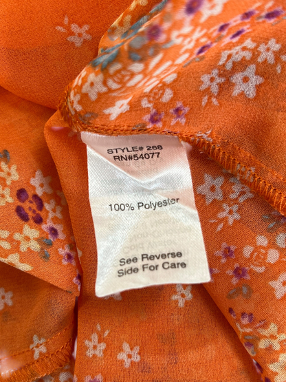 Cabi Women's Orange Floral Semi Sheer Sleeveless  Blouse - S image 4