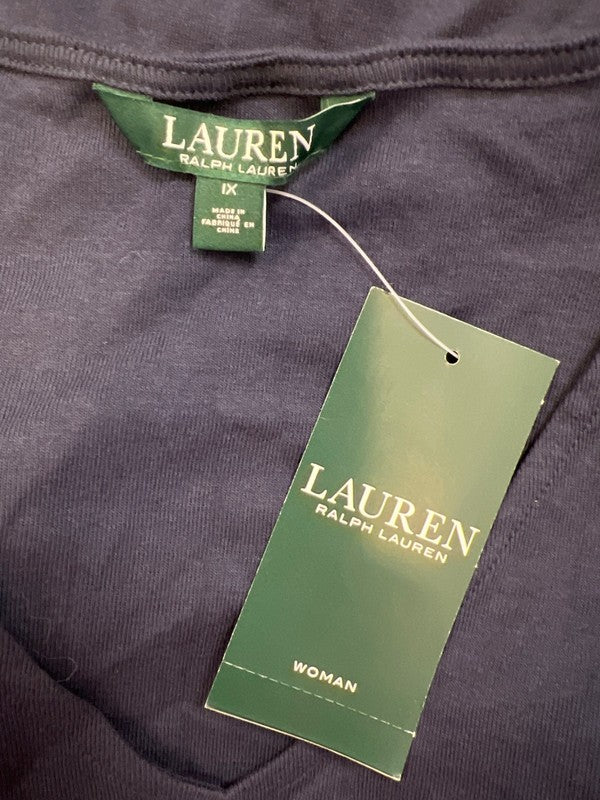 Lauren Ralph Lauren Women's Navy Blue Short Sleeve V-Neck Shirt - Plus 1X image 3