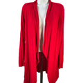 White House Black Market Women's Red Open Front Long Sleeve Cardigan Sweater - M