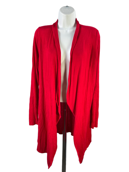White House Black Market Women's Red Open Front Long Sleeve Cardigan Sweater - M