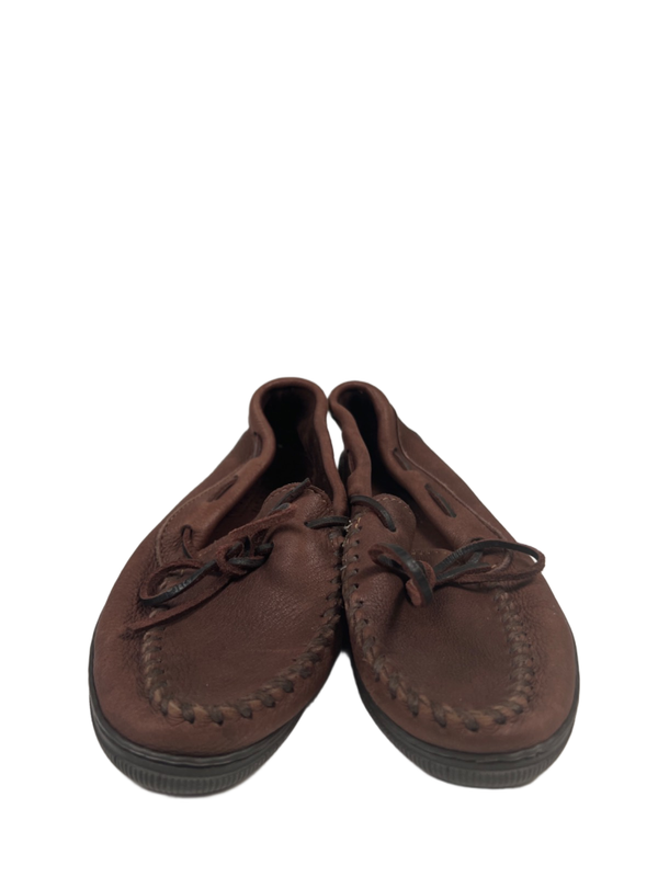 Minnetonka Women's Brown Moosehide Leather Classic Slip On Moccasins - 8 image 2