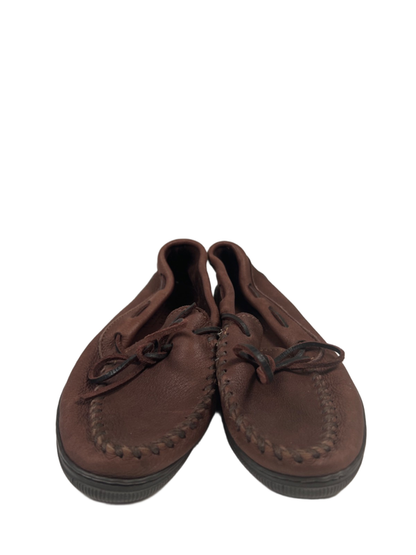 Minnetonka Women's Brown Moosehide Leather Classic Slip On Moccasins - 8 image 2