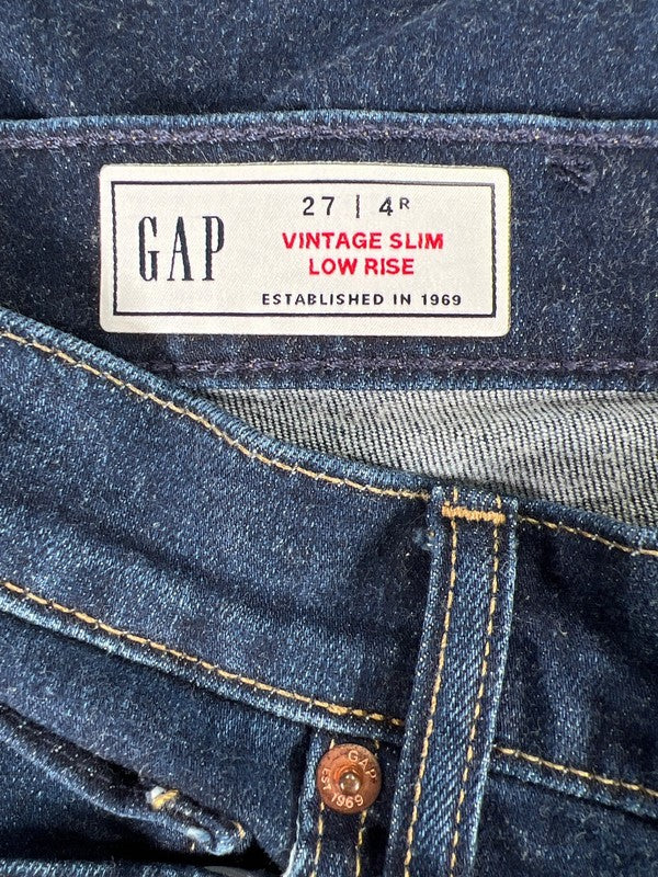 Gap Women's Dark Wash Vintage Slim Low Rise Denim Jeans - 27/4 image 3