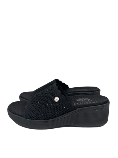Skechers Women's Black Martha Stewart Pier Wedge Rhinestone Slide On Sandals - 8 image 5