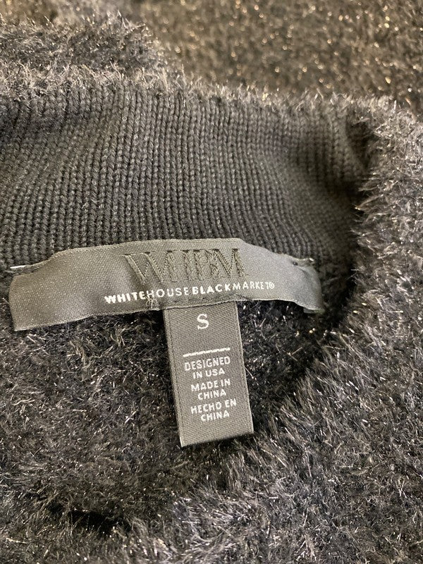 White House Black Market Women’s Black Metallic Mock Neck Sweater - S image 3