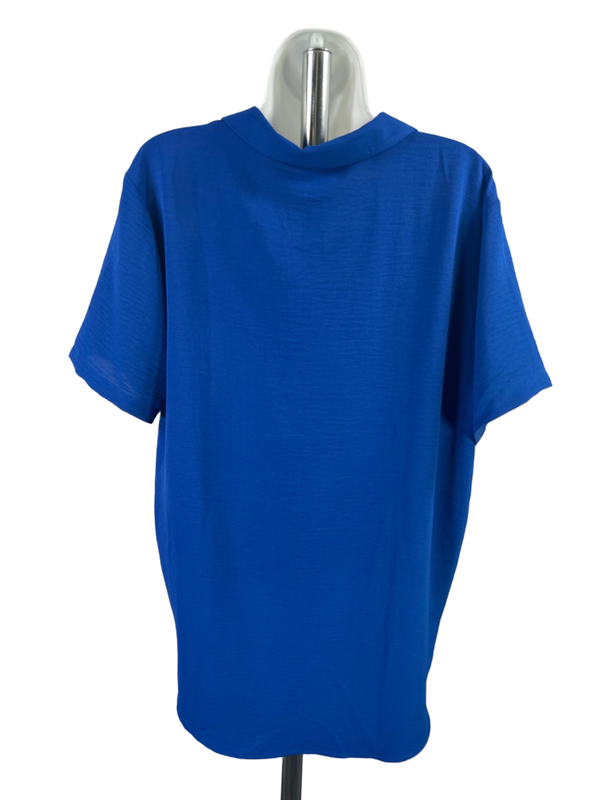 Hilary Radley Women's Blue Short Sleeve V-Neck Blouse - L image 2