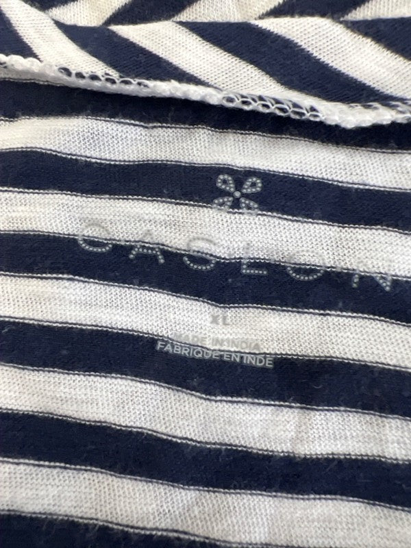 Caslon Women's White/Blue Brooke Striped Pocket Front Short Sleeve T-Shirt - XL image 3