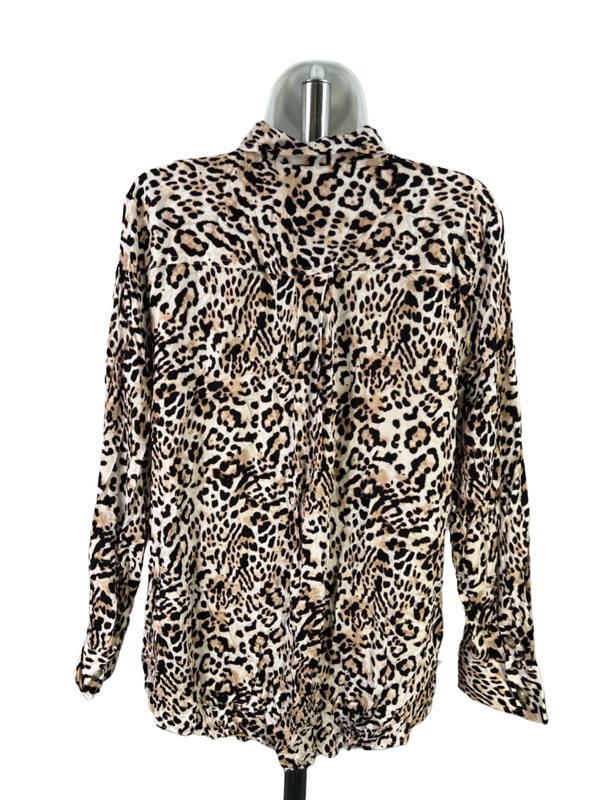 Chico's Women's Black/Beige Leopard Long Sleeve Button Up Shirt - 2/US 12-14 image 2