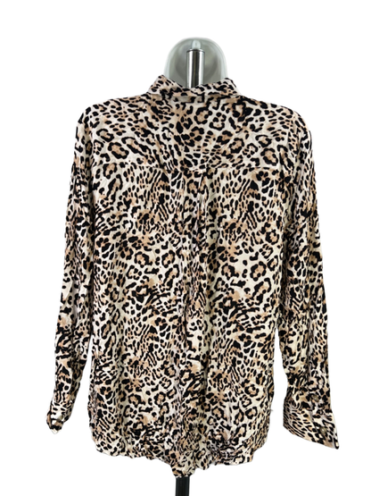 Chico's Women's Black/Beige Leopard Long Sleeve Button Up Shirt - 2/US 12-14 image 2