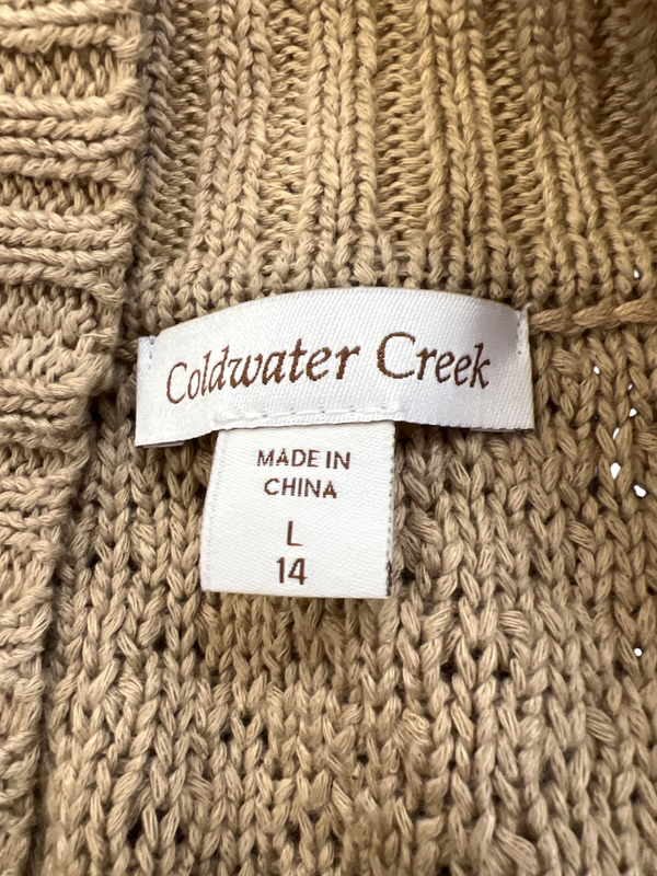 Coldwater Creek Women's Beige Open Knit Short Sleeve Sweater - L image 3