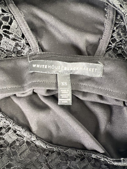 White House Black Market Women’s Black Bell Sleeve Lace Top Blouse - XS image 3