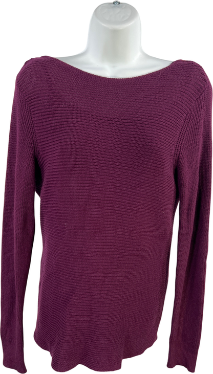 White House Black Market Women’s Purple Open Back Satin Lined Sweater - S image 2