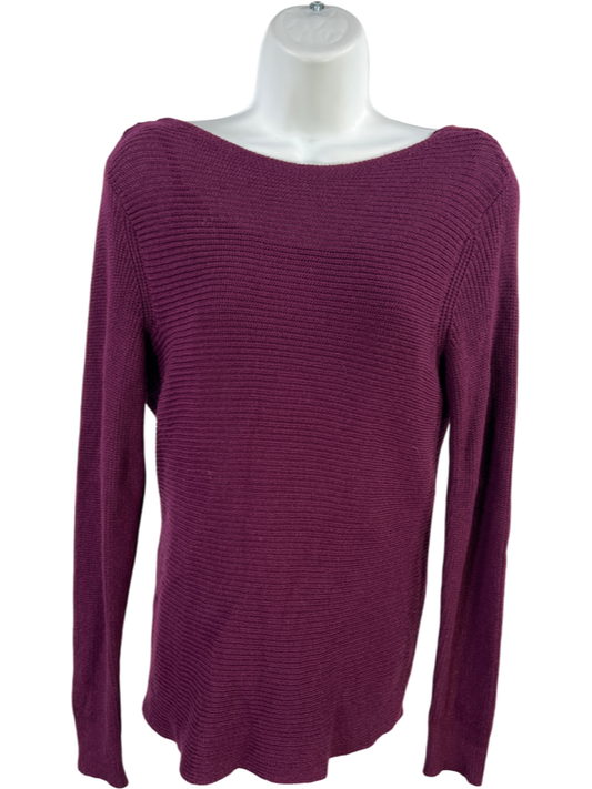 White House Black Market Women’s Purple Open Back Satin Lined Sweater - S image 2