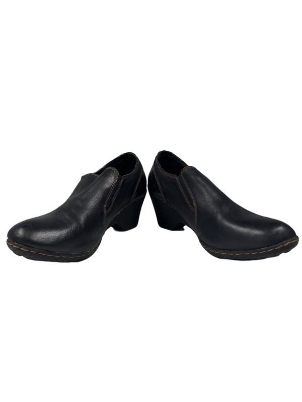 BOC Born Concept Women's Black Leather Slip On Wedge Peggy Clogs - 7.5 image 6