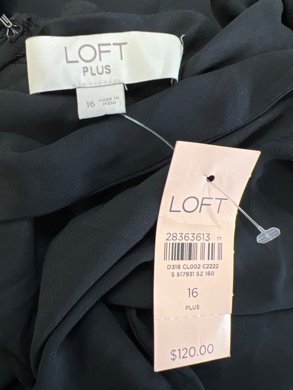 Loft Women's Black Ruffle Trim Faux Wrap Tie Waist Mini Dress - 16 Plus image 3