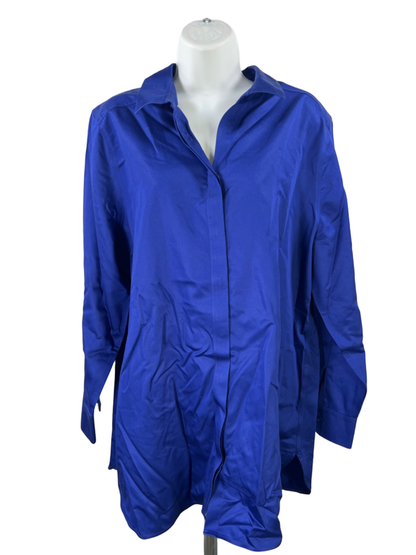 Chico's Women's Blue Long Sleeve Button Up Blouse - 3/US XL