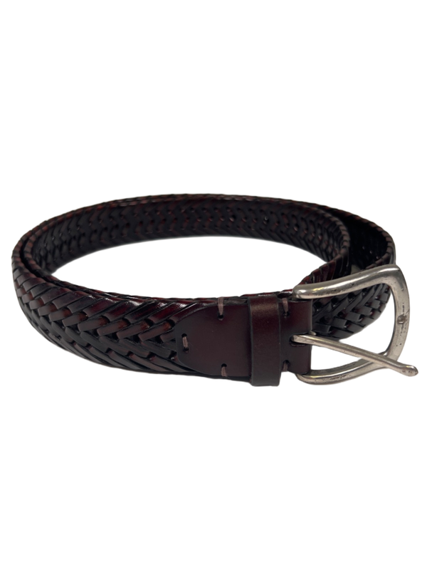 John W. Nordstrom Men's Brown/Red Leather Woven Brass Buckle 51 in Belt image 2