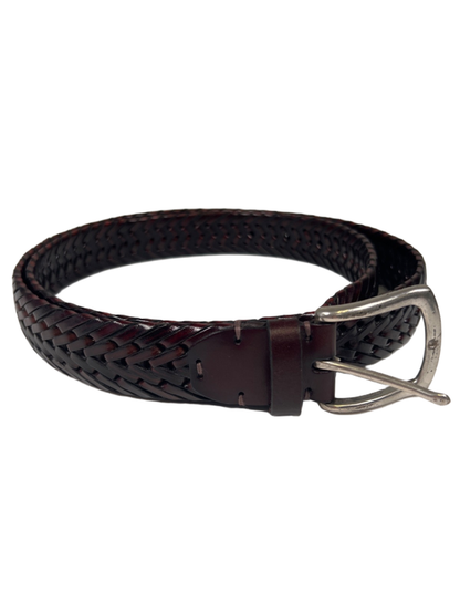 John W. Nordstrom Men's Brown/Red Leather Woven Brass Buckle 51 in Belt image 2