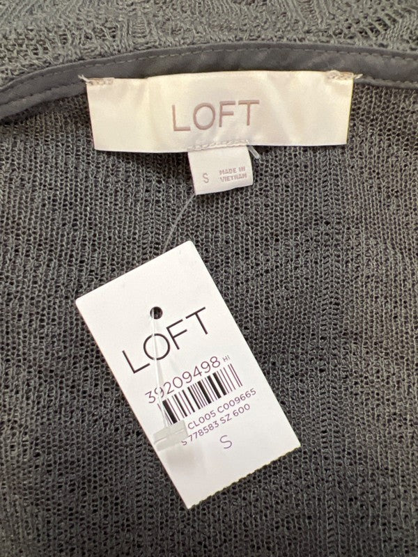 LOFT Women's Gray Long Sleeve Button Close Ruffle Trim Cardigan Sweater - S image 3