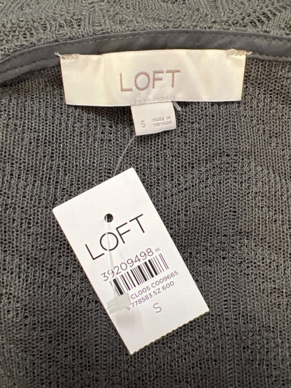 LOFT Women's Gray Long Sleeve Button Close Ruffle Trim Cardigan Sweater - S image 3