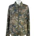 Athleta Women's Green/Blue Camoflauge Salutation Zip Up Long Sleeve Jacket - L