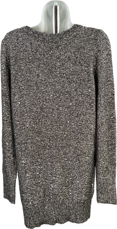 White House Black Market Women’s Black Long Sleeve Sequin Tunic Sweater - S image 2