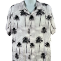 Edgar and Ash Men's White/Black Palm Tree Button Up Shirt - XL