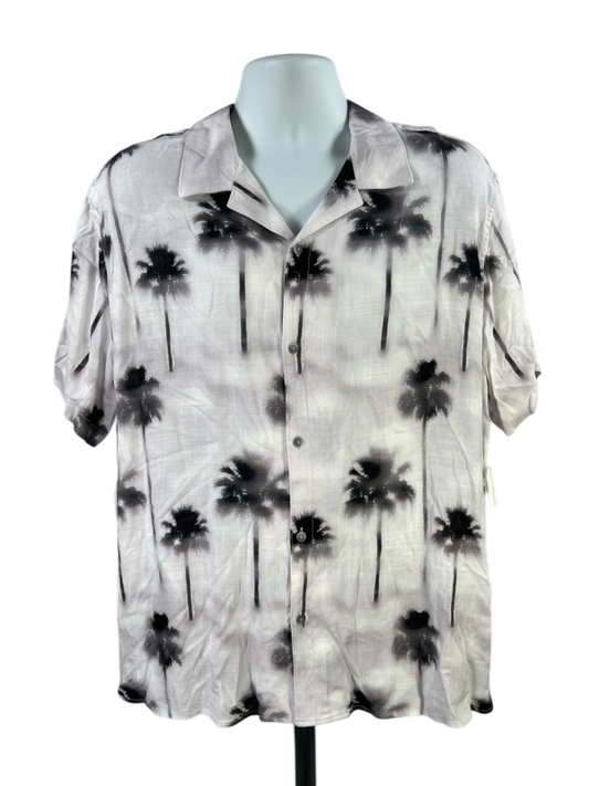 Edgar and Ash Men's White/Black Palm Tree Button Up Shirt - XL