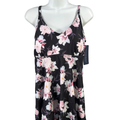 Anna-Kaci California Women's Black/Pink Floral Padded Tankini Swimsuit Top - XL