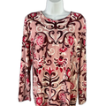 Chico's Women's Pink Paisley Long Sleeve T-Shirt - 2/US L