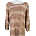 Chico's Women's Brown Open Knit 3/4 Sleeve Pullover Sweater - 2/US L