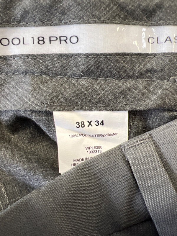Haggar Men's Gray Cool 18 Pro Shirt Gripper Classic Fit Dress Pants - 38x34 image 3