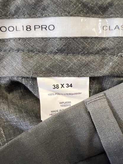 Haggar Men's Gray Cool 18 Pro Shirt Gripper Classic Fit Dress Pants - 38x34 image 3