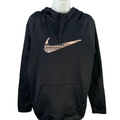 Nike Men's Black Therma-Fit Logo Long Sleeve Pullover Hoodie Sweatshirt - L