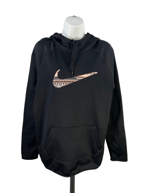 Nike Men's Black Therma-Fit Logo Long Sleeve Pullover Hoodie Sweatshirt - L