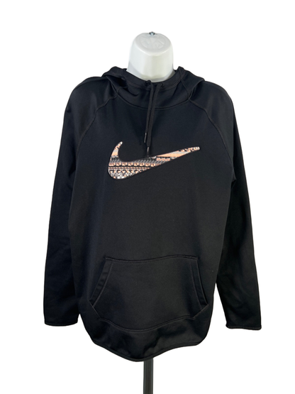 Nike Men's Black Therma-Fit Logo Long Sleeve Pullover Hoodie Sweatshirt - L