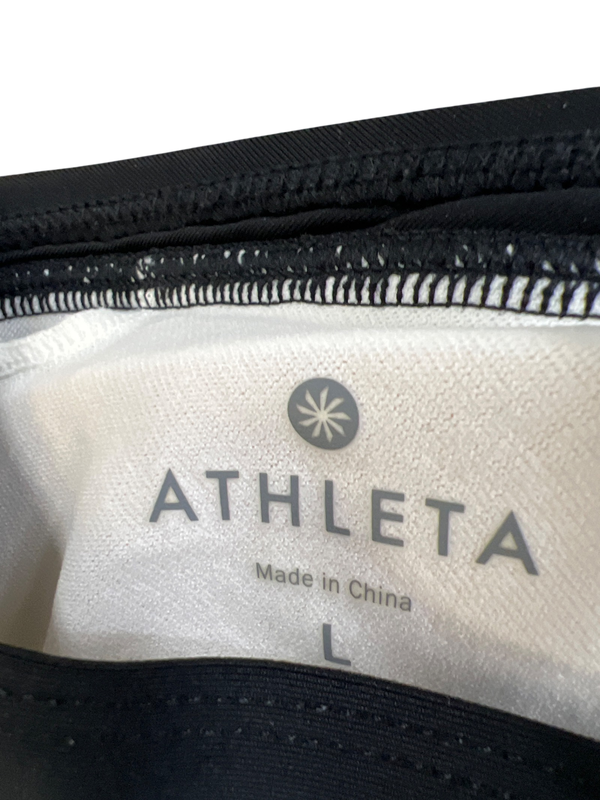 Athleta Women's White/Black Striped V-Neck Tankini Swimsuit Top - L image 3