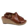 Clarks Artisan Women's Brown Leather Espadrille Slingback Wedge Sandals - 9