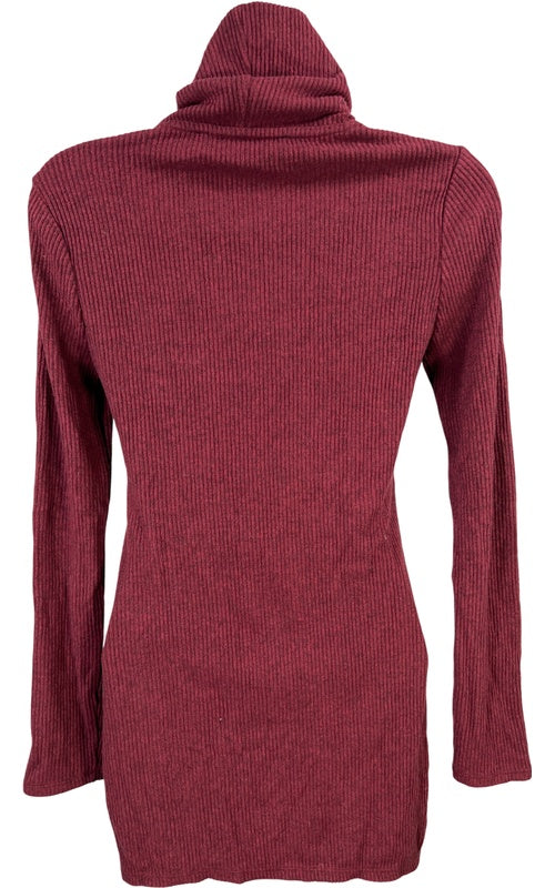 White House Black Market Women’s Burgundy Long Sleeve Tunic Sweater - XXS image 3