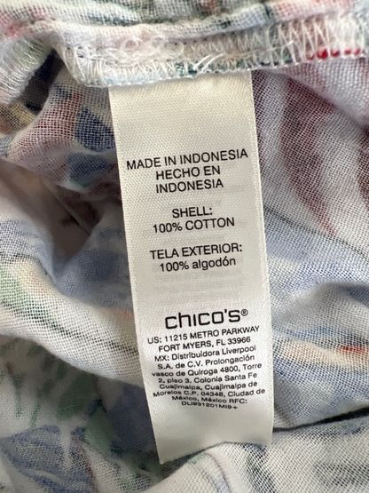 Chico's Women's White Multicolor 1/2 Sleeve Palm Leaf Print Blouse - 1/US M image 4