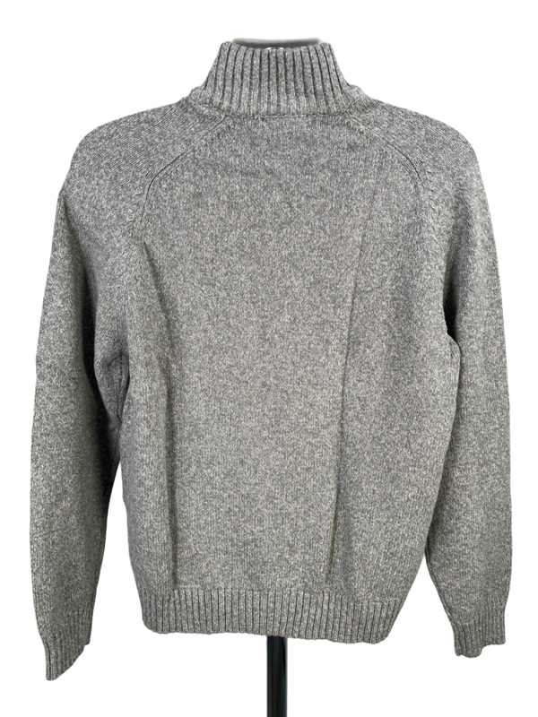 Lands End Men's Gray Knit Mock Neck Long Sleeve Button Up Cardigan Sweater - L image 2