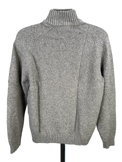 Lands End Men's Gray Knit Mock Neck Long Sleeve Button Up Cardigan Sweater - L image 2