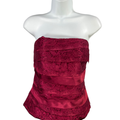 White House Black Market Women's Burgundy Lace Layered Corset Strapless Top - 12