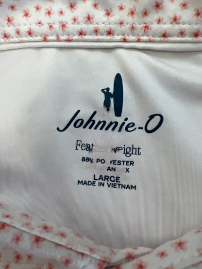 Johnnie-O Men's White/Red Short Sleeve Athletic Polo - L image 3