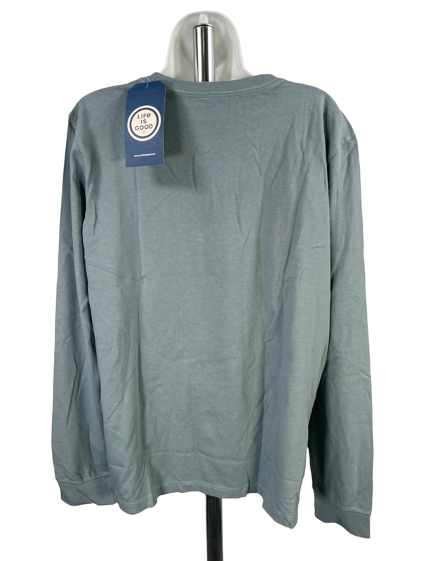 Life is Good Women's Blue Crusher Relaxed Floral Long Sleeve Shirt - XL image 2