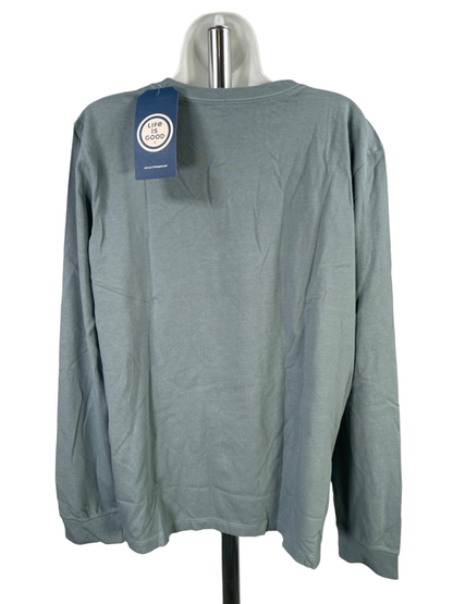Life is Good Women's Blue Crusher Relaxed Floral Long Sleeve Shirt - XL image 2